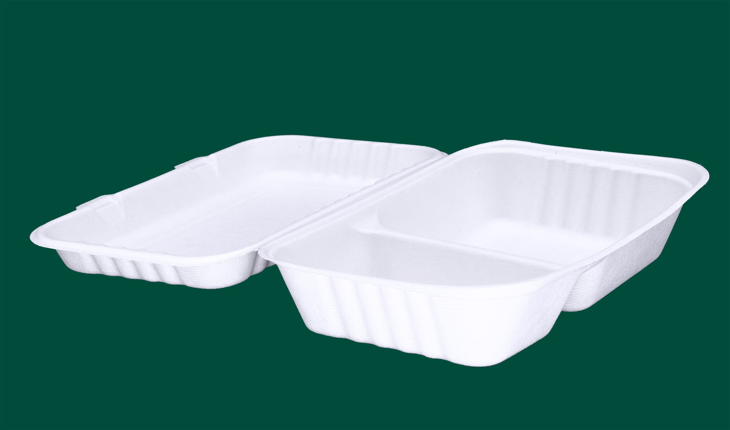 10x6-Inch-2-Compartment-Clamshells-Compostable-Sugarcane-Bagasse-Clamshells