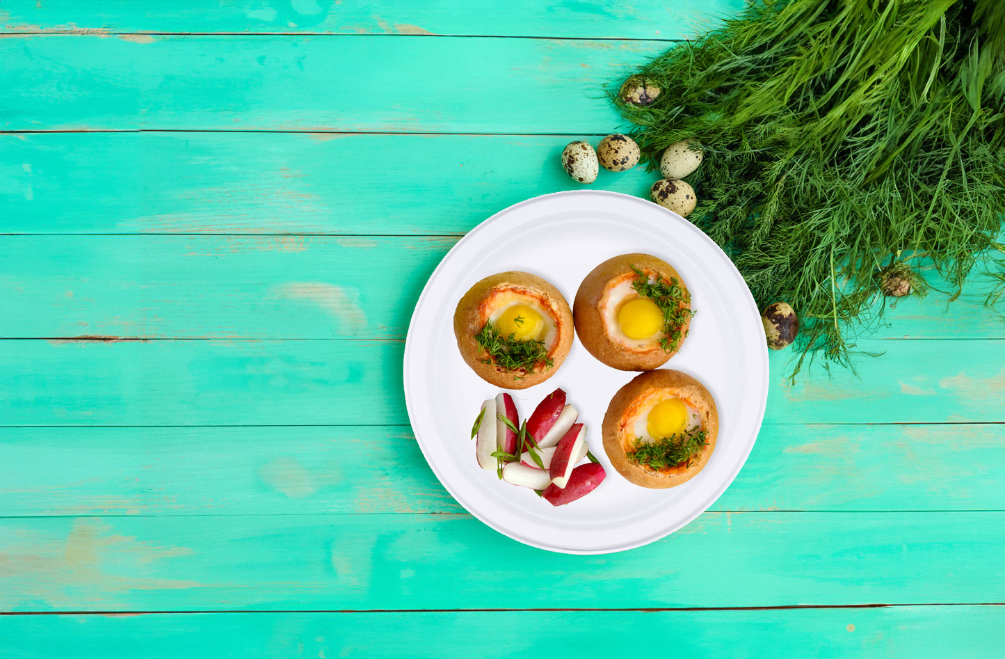 baked-small-buns-with-eggs-bread-bowl-apples-food-9-Inch-Round-Plates-Compostable-Sugarcane-Bagasse-Plates
