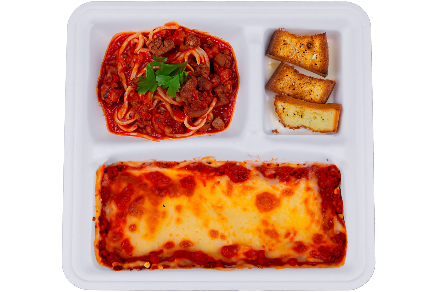 frame-christmas-decorations-wooden-tableSquare-pasta-bread-lasagna-food-10-Inch-3-Compartment-Square-Plates-Compostable-Sugarcane-Bagasse-Plate