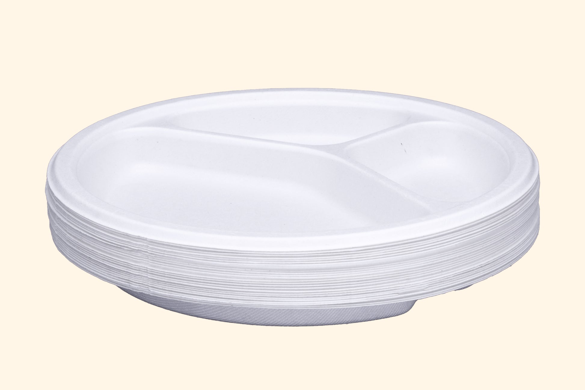 10-Inch-3-Compartment-Round-Plates-Compostable-Sugarcane-Bagasse-Plate