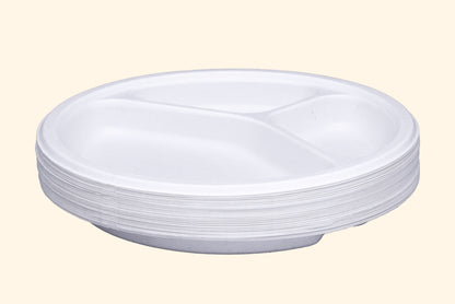 10-Inch-3-Compartment-Round-Plates-Compostable-Sugarcane-Bagasse-Plate