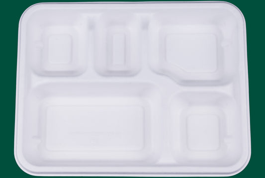 5-Compartment-Meal-Trays-Compostable-Sugarcane-Bagasse-Tray-Plates