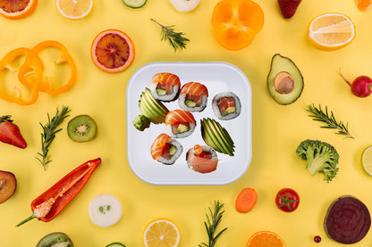 juice-smoothie-ingredients-vegetables-plate-sushi-food-5-Inch-Square-Trays-Compostable-Sugarcane-Bagasse-Tray-Plates